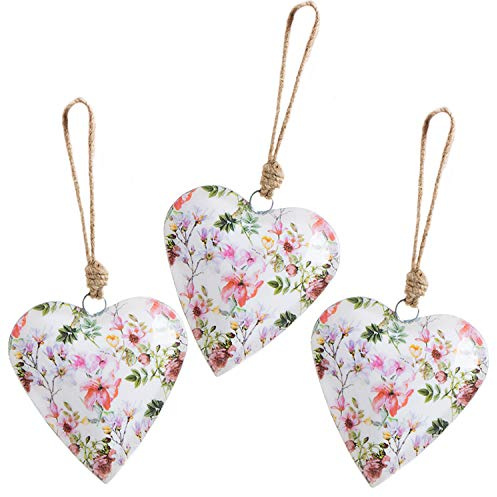 3 Herzanhänger 12 cm Metall – Hochzeit Verlobung | Herbst Winter Wohndeko romantische Akzente Geschenk Familie