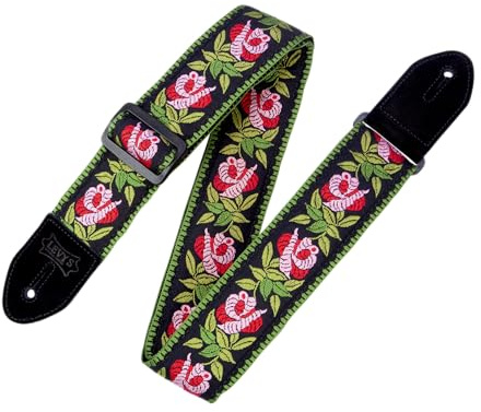 Levy's Leathers MC8JQ-003 Gitarrengurt Jacquard Weave Cotton Backing & Suede Ends - Rosa Pink