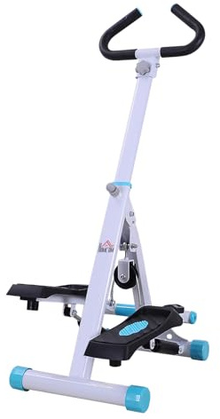 HOMCOM Stepper w/Handle Hand Grip Workout Fitness Machine For Fitness Aerobic Exercise Home Gym White
