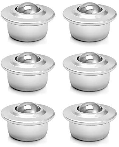 QWORK® 6Pcs Rotelle a sfera, Cuscinetto a sfera di trasferimento da 16mm base universale in Metallo con Ruote Cuscinetto