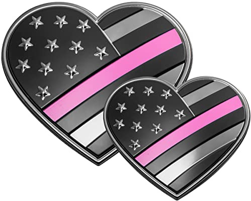 EyeCatcher USA Hero Heart Pink Line Breast Cancer Awareness Emblem Decal (Pink Line) – 2 Pack