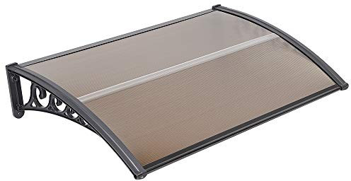 YIZHE Marquesina techos para Puertas Puertas Ventanas techos policarbonato transparente, parte superior de la puerta para protección solar externa y lluvia (Marrón)80 * 120cm