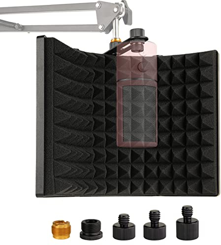 Microphone Isolation Shield, Pofessional Foldable Mic Shield Sound Absorbing Foam, for Any Condenser Microphone Mic Arm Stand, High Density Absorbent Foam to Filter Vocal by Frgyee