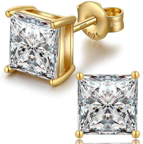 Boucles D'oreilles Or Homme Femmes Sterling Argent 925 Studs Pour Hommes Carré À Clous Or Femmes Diamant Set De Boucle D'oreille Homme 7mm