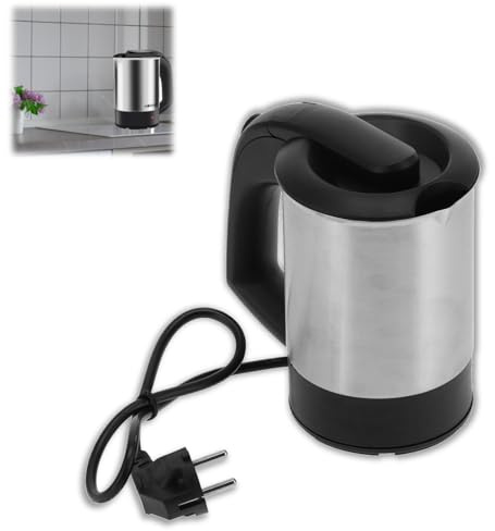 KUIDAMOS 0,5 l Edelstahl-Wasserkocher, Tragbarer Reise-Wasserkocher, Sofortiger Heizkessel für die Familie, 1000 W Hochleistungserwärmung, Automatische Abschaltung, Cooltouch-Griff