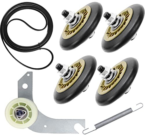 Casmer Dryer Repair Kit Compatible with electrolux and frigidaire Includes 137315300 Dryer Belt(1pc), 134715900 Drum Support Wheel(4pcs) and 134793500 Idler Pulley(1pc), 131601000 spring idler (1pc)