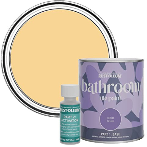 Rust-Oleum Peinture Jaune Résistante à l'eau pour Carrelage de Salle de Bain, Finition Satinée - Moutarde 750ml
