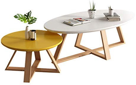 Moderne Wohnzimmertisch-Sets aus Holz, Satztische für kleine Räume, Sofatische mit Beinen aus Buchenholz, Säulentische