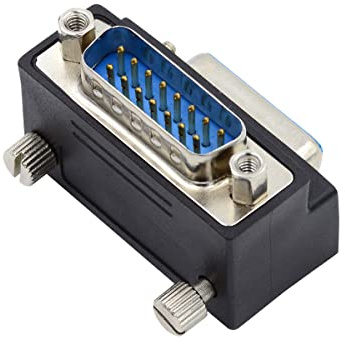 cablecc 15-poliger DB-Stecker, DSUB RS232 D-Subminiatur-Stecker auf Buchse, 90 Grad abgewinkelter Verlängerungsadapter