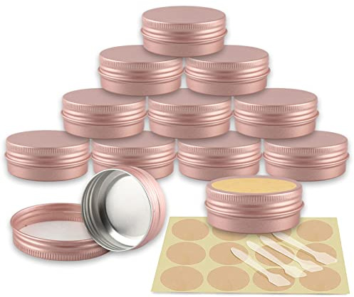 YANCAER 10 Stück 30ml - D52mm x H21mm Matte Rosa Aluminium Leer Döschen, Rund Leere Dosen mit Schraubdeckel, Aluminium Blechdosen Klein Reise Tiegel, für lippenbalsam, Creme, Kerzen, Kosmetik