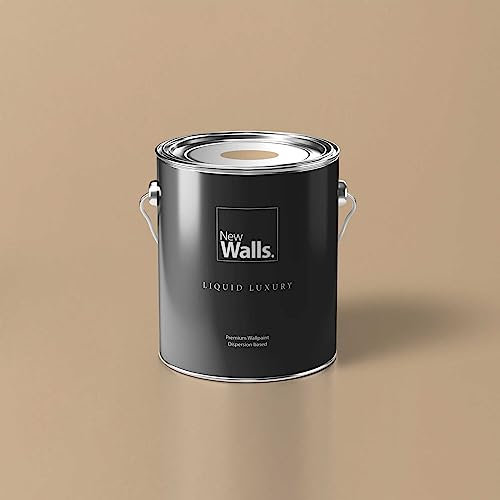 New Walls Premium Wandfarbe Beige, Cappuccino Liquid Luxury Dispersionsfarbe für Innenräume – 5 L