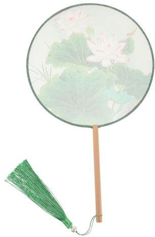 AOKWAWALIY durchscheinender runder Fächer seidenfächer Chinese Fan Handgebläse Blumendekor Lüfter Handfächer aus Seide Stickerei runder Fächer empfindlich Palast-Fan schmücken