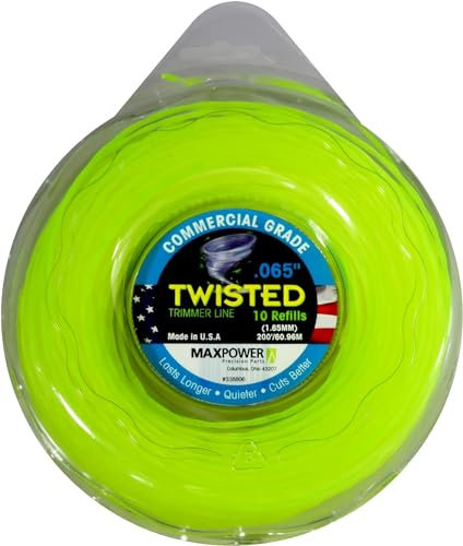 MaxPower EU-338806 Co-Polymer Trimmerfaden 1.6mm - 61 Meter Länge quadratisch gedreht, neongelb