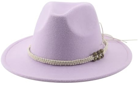 SOYNIA Fedora Trilby Filzhut Hut Hüte Für Damen Fedora Gefilzt Herrenhut Panama Lässig Vintage Western-Cowboy-Kette Breite Krempe