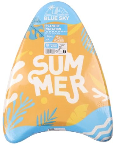 BLUE SKY - Body Surf Schwimmplatte - Pool- oder Strandzubehör - 042360 - Orange - Stoff - 42 cm - Bodyboard - Kinderspielzeug - Strandspiel - Pool - Ab 3 Jahren