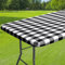 Dremisland Schwarz-Weißes Karo Tischdecke Abwischbar mit Elastischem Rand Spanntischdecke Wachstuchtischdecke Gartentischdecke Outdoor Plastik Tischdecke Für Bierzeltgarnitur Party Küche Picknick