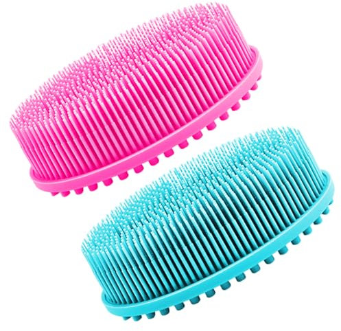 2 cepillos de ducha de silicona, limpiador corporal, cepillo de limpieza de ducha, cepillo exfoliante, cepillo de ducha suave, cepillo de limpieza de silicona