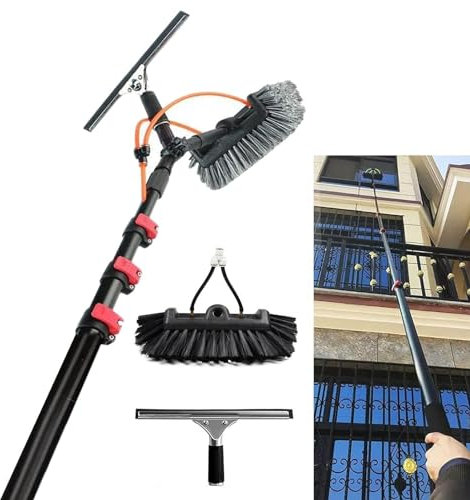 Teleskop waschbürste Reinigung von，Fensterputzer,photovoltaikreinigung,3.6m-12m Teleskopstange Wasserführend，PV Anlage Reinigung Universale，Photovoltaik/Solar/Fassade/Fenster ﻿ ( Size : 36FT/10.8M )