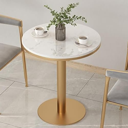 DMCHENGMA Runder Bartisch/moderner Bistrotisch mit Marmorplatte und stabilem Sockel aus goldenem Metall und Eisen, hoher Pub-Tisch für 2–4 Personen/Freizeittisch(Size:55x105cm)