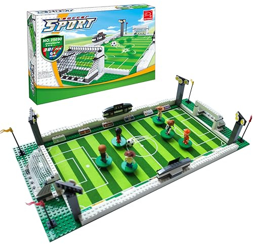 Set di blocchi da costruzione per campo da calcio, compatibile con set Lego da calcio, mattoncini da costruzione per stadio di calcio giocattolo, gioco da tavolo di sport calcistico per adolescenti