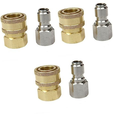 Parliky 3-teiliger Hochfester Hochdruckreiniger-adapter 3/8-zoll-schnellkupplung Massives Messing-set Installieren Für Die Autoreinigung