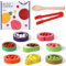 GSrenyu Colour Sorting Toys, Ball in Cup Game Wooden Fruits Toys Sets, Wooden Color Sorting Toys for 3+ Year Old, Matching Wooden Games for Learning Colour Sorting and Counting
