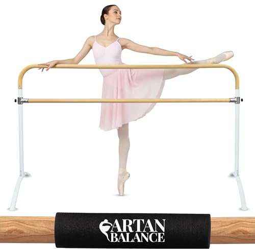 Artan Balance Ballet Barre 6ft - White Curved Double Dance Barre for Home or Studio - Ballet Bar Ideal for Stretch, Pilates, Dance and Active Workouts - Portable Barre Suitable for Kids and Adults