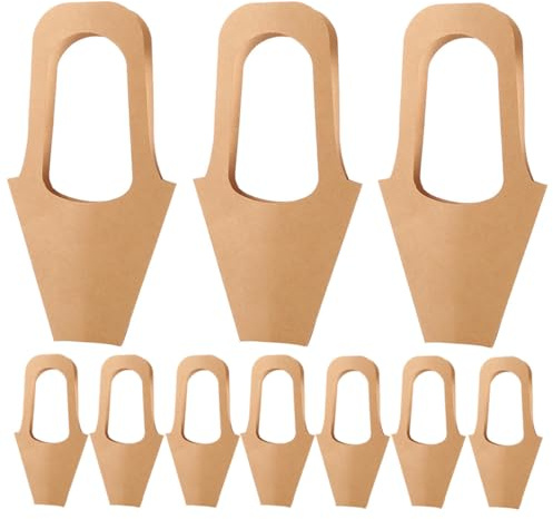 ZAAWUUT Kraftpapier-Blumenbeutel, Blumenstraußbeutel mit Griff, braune Papierblumen-Geschenktüten, Heimdekoration, Blumenladen, Verpackungszubehör (10)