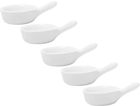 HOLIDYOYO Bols à Sauce en Céramique Blanche Poignée 50ml Ensemble de 5 Design Simple et Résistant pour Trempettes et Condiments pour Maison et Restaurant