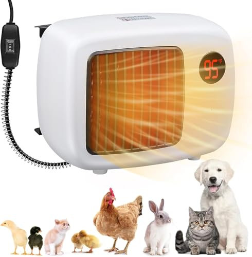 hocvseo Dog House Heater, 300/600W Pet House Heater, 2 Heating Mode, Chicken Coop Heater for Outside, with Anti Chew Cord, for Pet Kennel, Cat Cage, Rabbit Hutch
