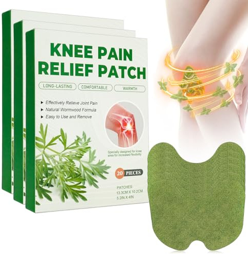 Holilo Pain Relief Patch, 60 Stück Schmerzpflaster Knie, Natural Herbal Schmerzlinderung Patch Selbstklebende Wärmepflaster Schmerzlinderungspflaster für Knie, Rücken, Nacken und Muskelkater