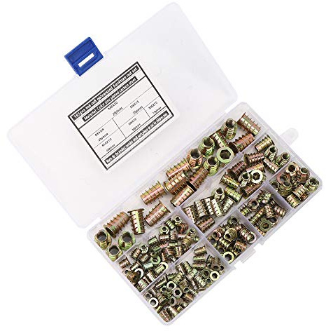 Hardware-Muttern, Mutterneinsätze, Verzinktes Holz, Möbelmuttern-Set, 165-teilig, Sechskantgewinde-Einsatzmutter, Möbelbeschläge, Farbig Beschichteter Kohlenstoffstahl