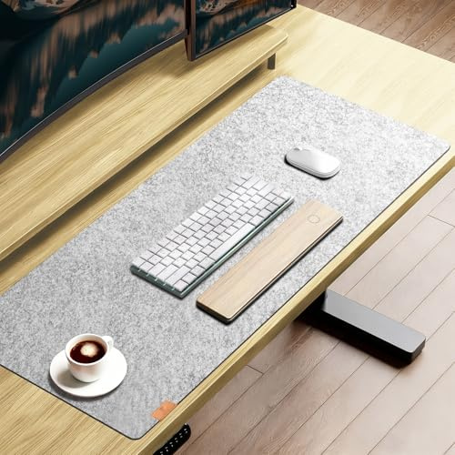 shinfly Schreibtischunterlage Filz 100x40cm,Rutschfeste Mousepad XXL Grau | Filzunterlage Schreibtisch Unterlage, Office-Desktopschutz, Tastatur Unterlage, Schreibtischmatte für Büro & Homeoffice