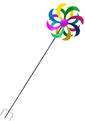 Mipcase Moulin à Vent Coloré pour Garçon Et Filles Décoration De Jardin Extérieur en Fer Art Jouet Moulinet Portatif Fête Et Pelouse