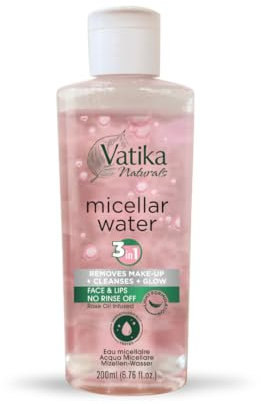 Vatika Naturals Micellar Cleansing Water 200ml I 3 in 1 Face Cleaner, Makeup Remover & Skin Glow I Dermatologically Tested, Rose Water Infused I Suitable for All Skin Types