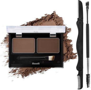 Erinde Eyebrow Powder Kit, Waterproof Eyebrow Palette Makeup with 2-color, Natural-Looking Long Lasting Brow for Defining, Filling, Sculpting Brows, Sweat-Proof Brows with Eyebrows trimme #3