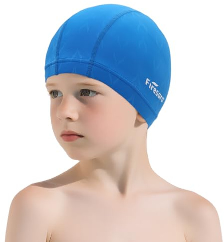 Firesara Fishtail Kids Swim Cap, Breathable High Elasticity Swimming Hats for Boys and Girls Quick Dry Soft for Toddler Aged 6-14 Bathing Cap for Children Swim Hat for Long Hair and Short Hair