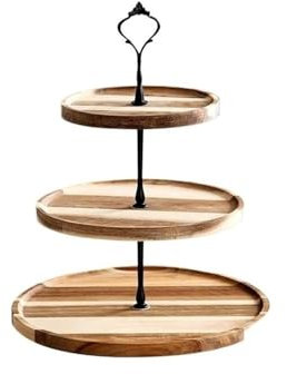 JUNCHENG1008 tortenständer Cupcake-Ständer aus Holz, groß, 3-stöckig, Kuchenständer, Serviertablett, rustikale Dessertständer backsachen