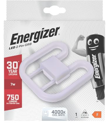 Energizer Lampadina LED 2D GR8 a 2 pin, 7 W = 16 W, 750 lumen, 4000 K bianco freddo, durata 30 anni