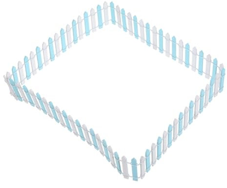 Toyvian 1pieza Mini Valla para Jardín Diseño y Flexible para y Decoración De Color Azul y Blanco