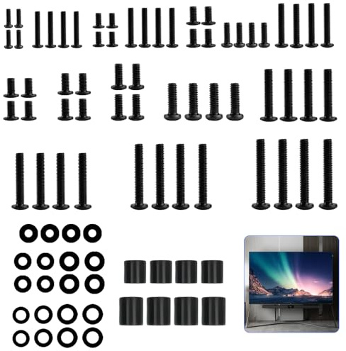 Env. 92 pièces pour kit de vis VESA, M4 M5 M6 M8 universel TV support mural vis pour montage TV et moniteur, jusqu'à 80 pouces, avec rondelles d'espacement