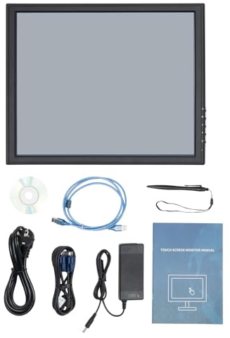 HUXMA 17-inch Touch Screen LCD Monitor with High Sensitivity Multi-angle Adjustment for POS Restaurant Inventory Management 1280x1024 Resolution