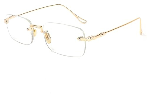 MMOWW Rimless Lesebrille für Damen Herren Blaulichtfilter Leichte Metall | Stylisch Rechteckig Leser