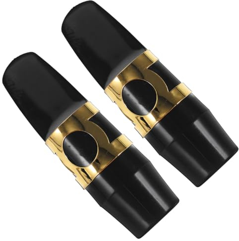MUSISALY 2 Stück Altsaxophon Mundstück Saxophon Alt Mundstück Musikinstrumentenzubehör Saxophonzubehör Saxophon Ligatur Saxophonteile Altsaxophon Ligatur Holz Schwarz