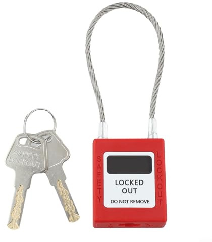 Compact Cable Padlock for & Industrial Safety - 90mm Shackle, Stainless Steel, Weatherproof Nylon PA Shell with Anti-Slip Texture, Loto