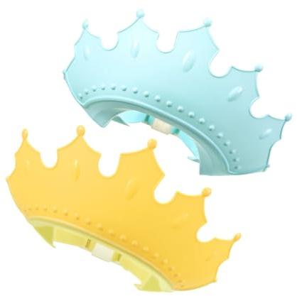 MUELODSIC 2 piezas Gorros de Baño Infantiles de Silicona Ajustables y Resistentes al Agua Protección para Ojos y Orejas Viseras para Lavar Cabeza de Bebés y Colores Amarillo y Verde
