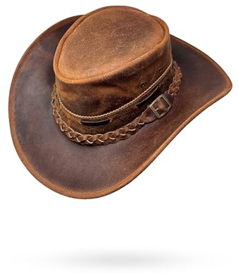 Albsales Lederhut Western Cowboy – Outdoor Hut Reiten, Wandern & Abenteuer Rustic Brown