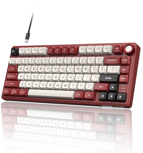 RK ROYAL KLUDGE R75 Mechanical Keyboard Wired with Volume Knob, 75% Keyboard Gasket Mounted, RGB Backlit, Creamy Keyboard with MDA Profile, PBT Keycaps, Hot Swappable Pre-lubed Linear Switch