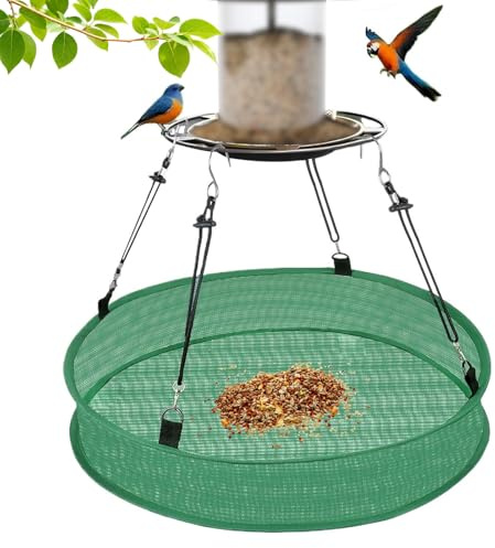 Upgrade Vogelfutterspender Vogelfutter Auffangschale für Vogelhäuschen Vogelfutterhaus –mit Verstellbarem Aufhängebügel Robuste Futterhaus für Garten, Balkon, Außenbereich (1er)