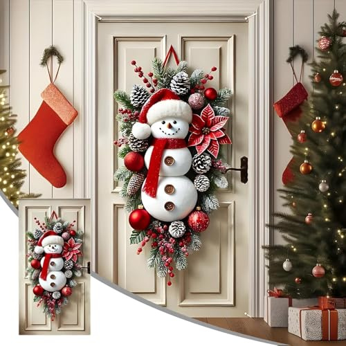 Snowman Door Cover Christmas Door Hanging Banner Backdrop Polyester Christmas Front-Door Decorations 90x180cm for Xmas Home Shop Indoor Outdoor Decor